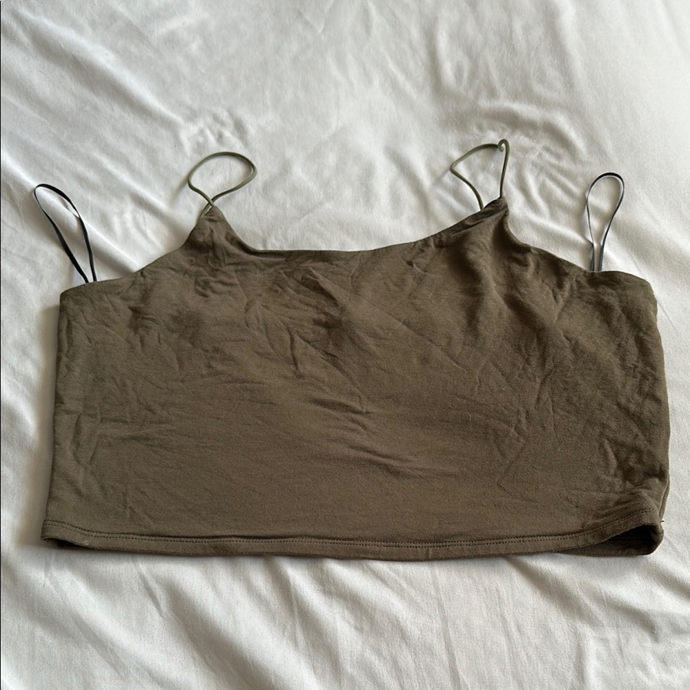 Fashion Nova Green Fitted Crop Tank Top